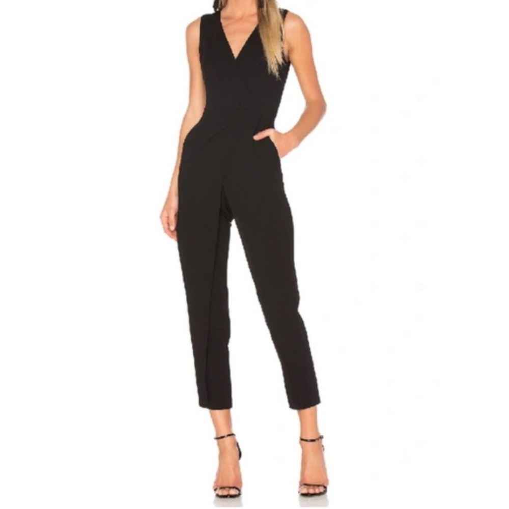 BCBGeneration V Neck Wrap Leg Sleeveless Jumpsuit